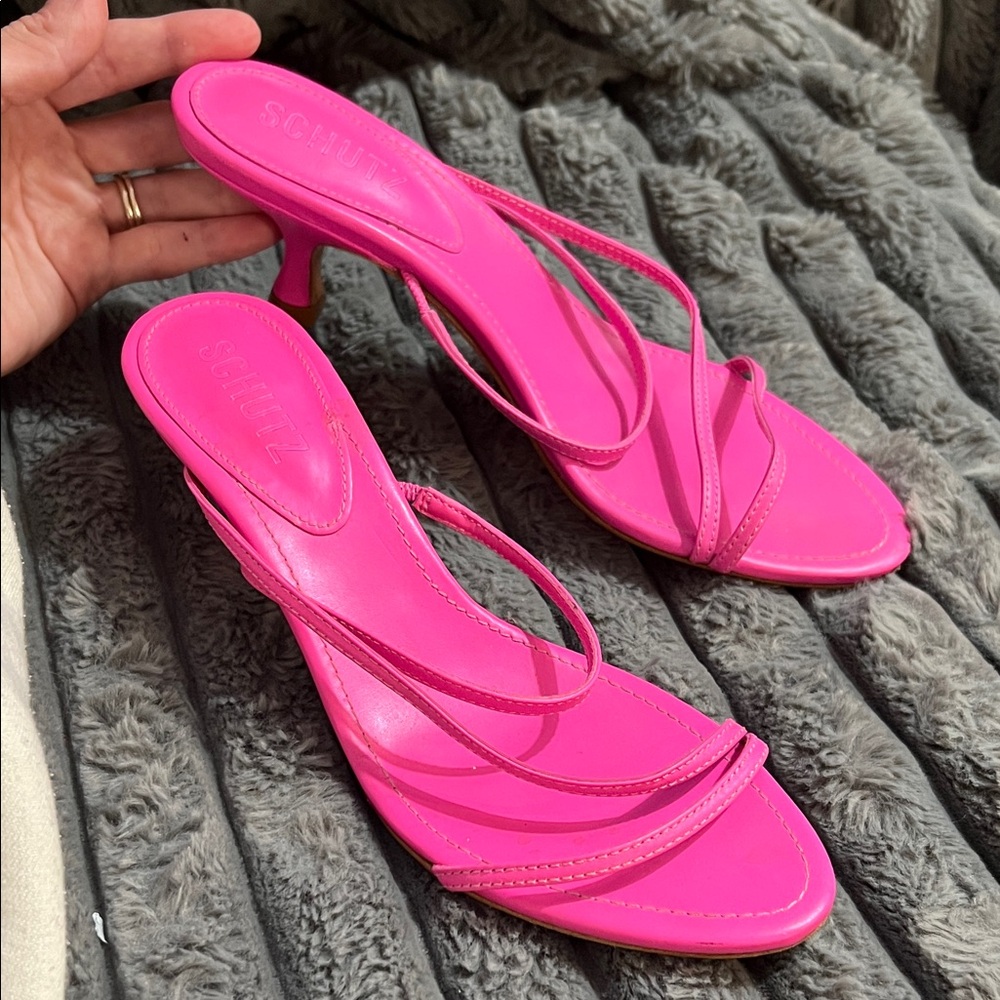 SCHUTZ Hot Pink Strappy Kitten Heel Sandals with Dust Bag included